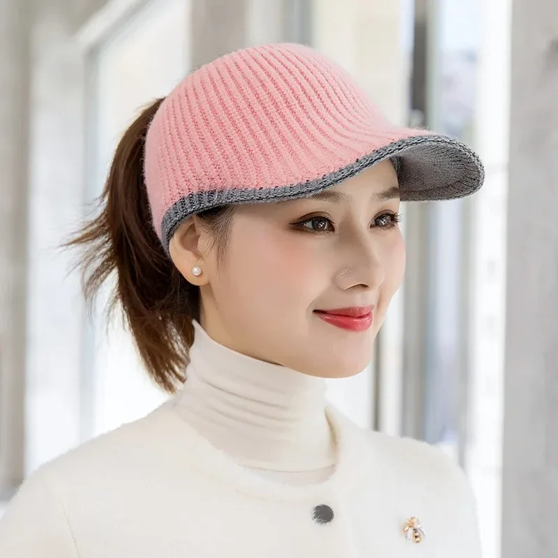 Hats for Women Autumn Winter Sports Empty Top Caps Female Knitted Warm Baseball Cap Fashion Running Golf Sun Hat - 2
