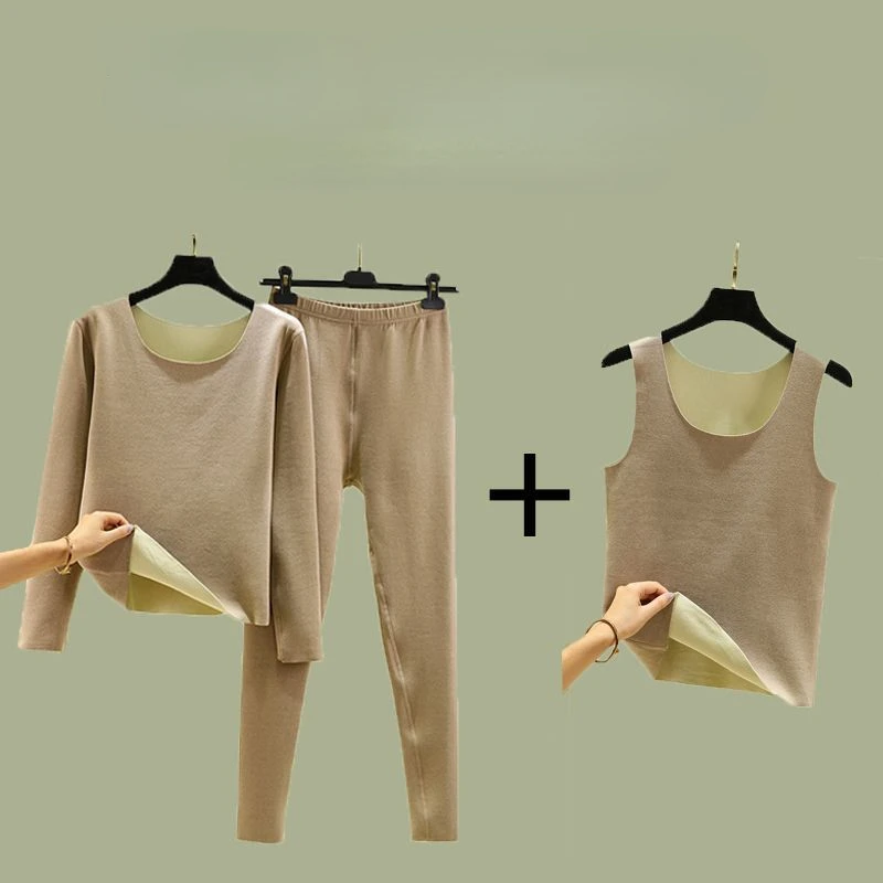 

Winter Women's Thermal Suit Trace Loose Inner Padded Thickened Bottom Clothes Ground Women's Underwear Three Piece Suit