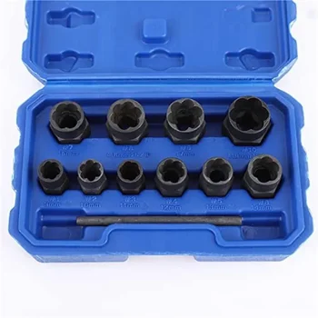 11Pcs Nut Extractor Socket Tool for Removing Damaged,Rusted,Rounded-Off Bolts,with Solid Storage Case 2