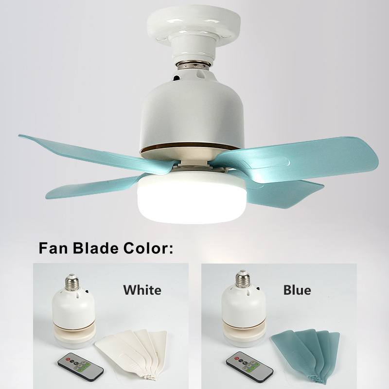 Socket Fan Light 3 Speeds Dimmable Screw in Ceiling Fan in Light Socket with Extender & 6 Blades for Bedroom Kitchen