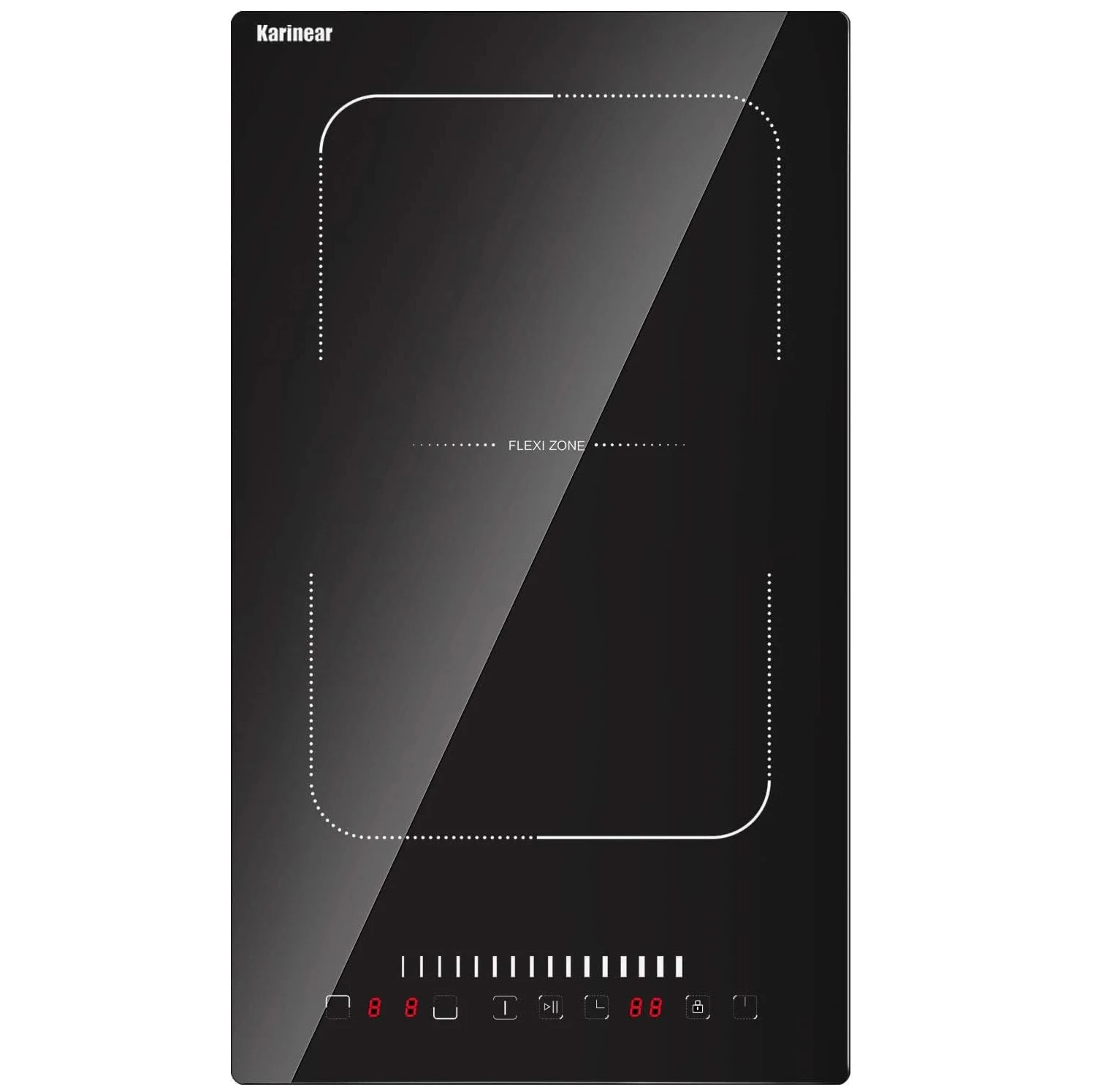Plaque Induction 2 Feux, Karinear Plaque de Cuisson à Induction 2 Foyers, Table de Cuisson électrique Encastrable avec Prise, 3500 W, Verre Noir