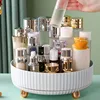 1pc 360 Degree Rotating Cosmetic Storage Box, Large Capacity Makeup Organizer, Plastic Round Skin Care Products Display Case 4