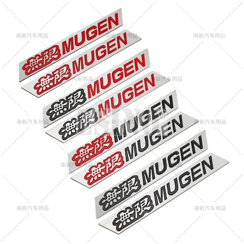 Car styling accessories car badge grille emblem 2 x Car Styling Sport Body Fender Side Metal Chrome Zinc Alloy Side 3D Adhesive Emblems Badges for Mugen Power