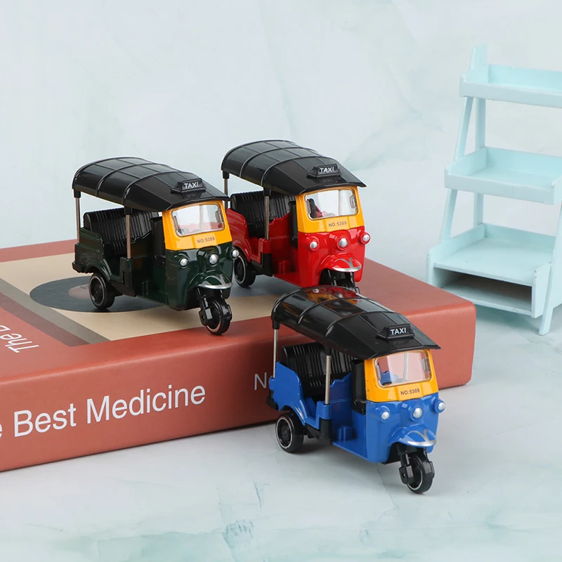 Alloy Tricycle Retro Simulation Model Three Wheeled Motorcycle Toy Diecast Hot Sale Autorickshaw Car Model Figure Toys For Kids - 4