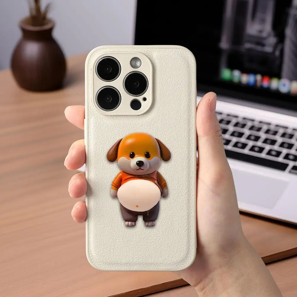 1 Pair Cute 3D Dog Belly Sticker Phone Case Decor Sticker Soft Pinched Door Stop Sticker Diy Journal Stationery Sticker