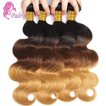 26Inch 1B/4/27 Ombre Color Body Wave Human Hair Bundles 1/3/4 Bundles Double Weft Hair Extensions Full End Brazilian Virgin Hair 1