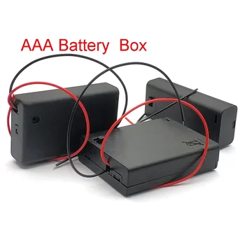 Supporto per batteria AAA Custodia per batteria AAA con cavi con coperchio interruttore ON/OFF Contenitore per batteria standard AAA da 2 3 4 slot