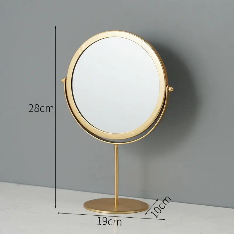 Nordic Home iron Art vanity Mirror Round Mirror for Bedroom Bathroom Desktop gold round makeup mirror simple and Modern