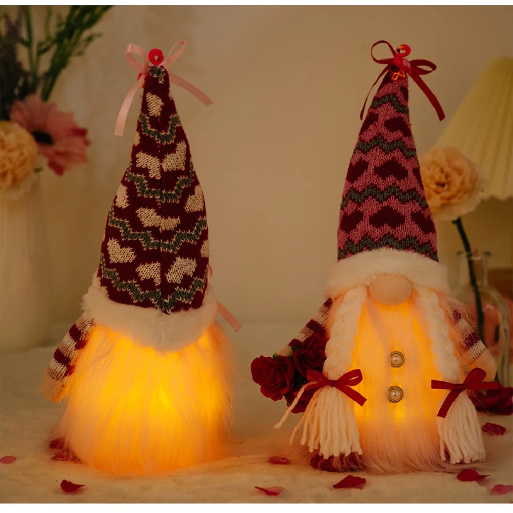 

Handmade Craft Valentine's Day Dwarfs Faceless Doll Plush Hat Sequin Valentine’s Day Decorations Soft Reusable