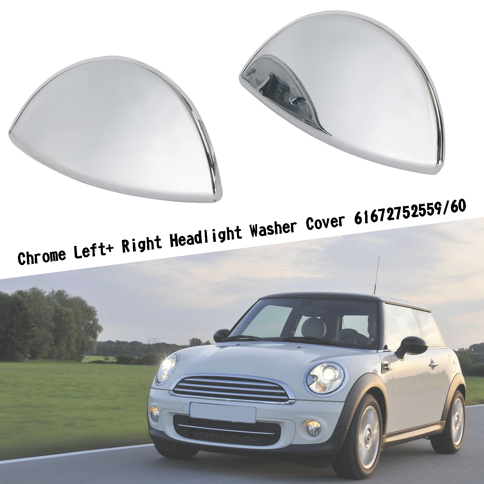 

Artudatech Chrome Left+ Right Headlight Washer Cover 61672752559/60 For Mini Cooper 08-2014 Car Accessories