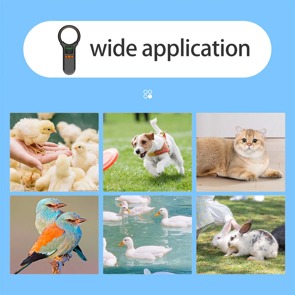 Animal Microchip Pet Tag Scanner ID Reader RFID EMID Animal Handheld Chip Reader BT+USB+2.4G Support 500 Informations Storage
