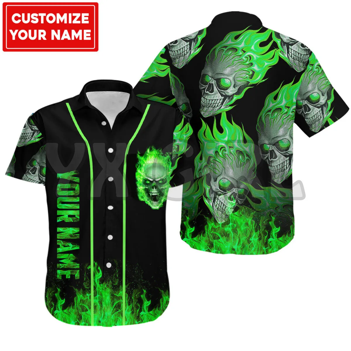 

Summer Skull_Scary_Skull Customize you name 3D All Over Printed Hawaiian Shirt Men's For Women's Harajuku Casual Shirt Unisex