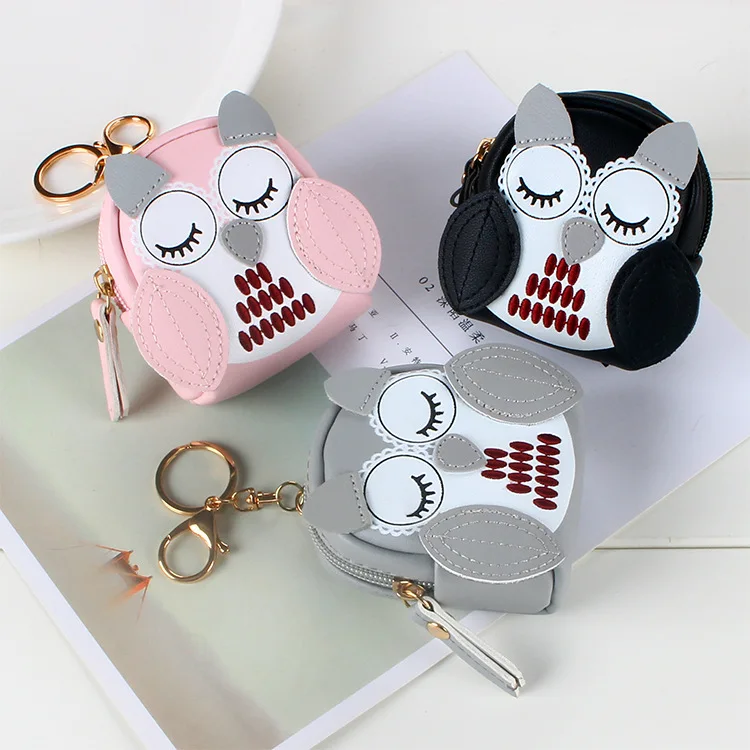 Coin Purse Coin Wallet PU Leather Coin Purses Cute Key Bag Owl Coin Purse Mini School Bag Car Key Chain Pendant Lady Wallet Purse Keychain