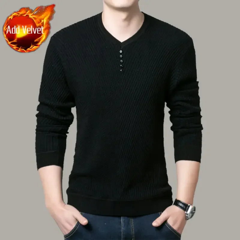 thumbnail image 1 of Camiseta de cuello en V con capa base para hombre, sudaderas de manga larga, tendencias de moda 2024, venta de lujo, Harajuku, alta marca, jerseys para hombre, 1 of 5