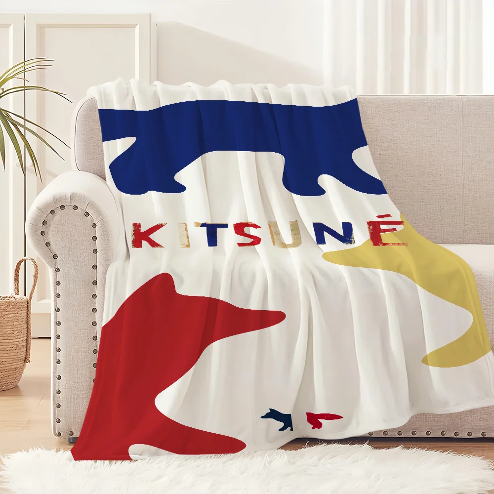 Fashion M-MaisonS K-KitsuneS Blanket Soft Plush Nap Sofa rug for Living Room Warm Office Bedroom Birthday Home Travel Kid Gifts 6