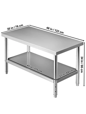 SucceBuy Stainless Steel Prep Table 550lbs Load Capacity Heavy Duty Metal Worktable with Adjustable Undershelf Workstation
