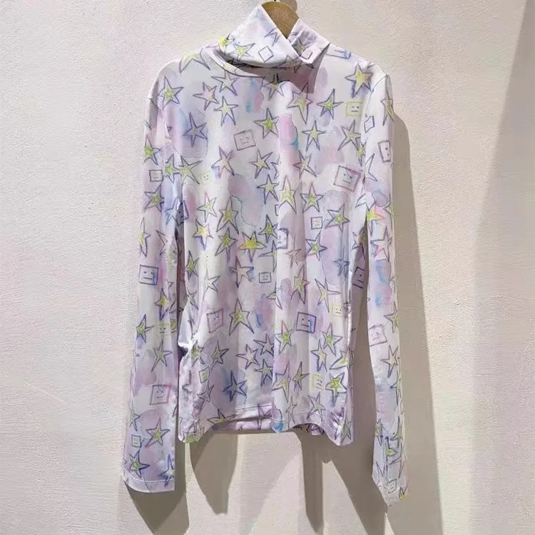 

Классическая облегающая футболка с принтом лица, женский тренд 2024, новая Универсальная Базовая рубашка для ранней весны