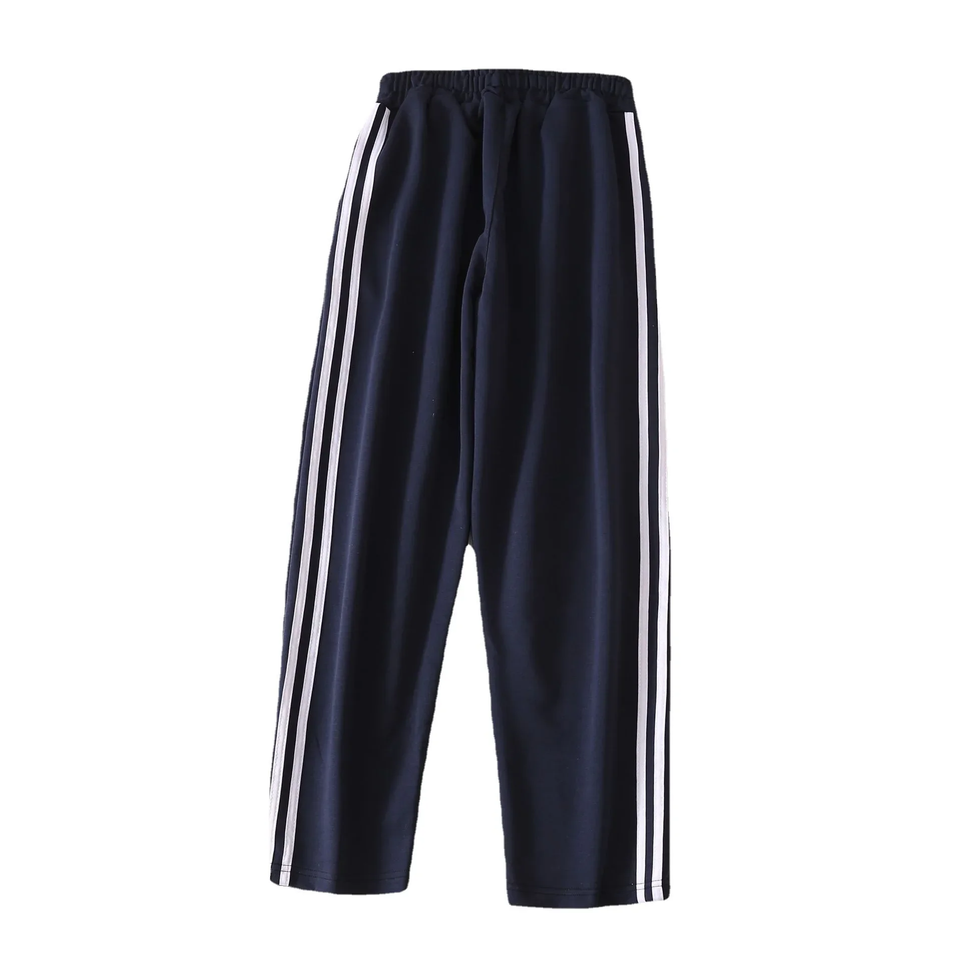 Pure Cotton Summer School Uniform Pants Thin Sporty White Edged Junior High School Students Double Bar Hidden Blue