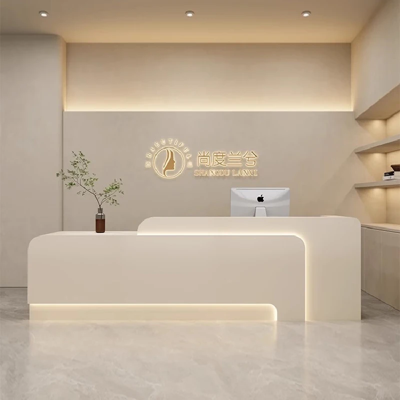 Modern Register Reception Desks Service Podium Beauty Reception Desks Front Salon Spa Mostrador Recepcion Luxury Furnitures luxury office reception desks register futuristic checkout podium service reception desks club bureau meuble modern furniture