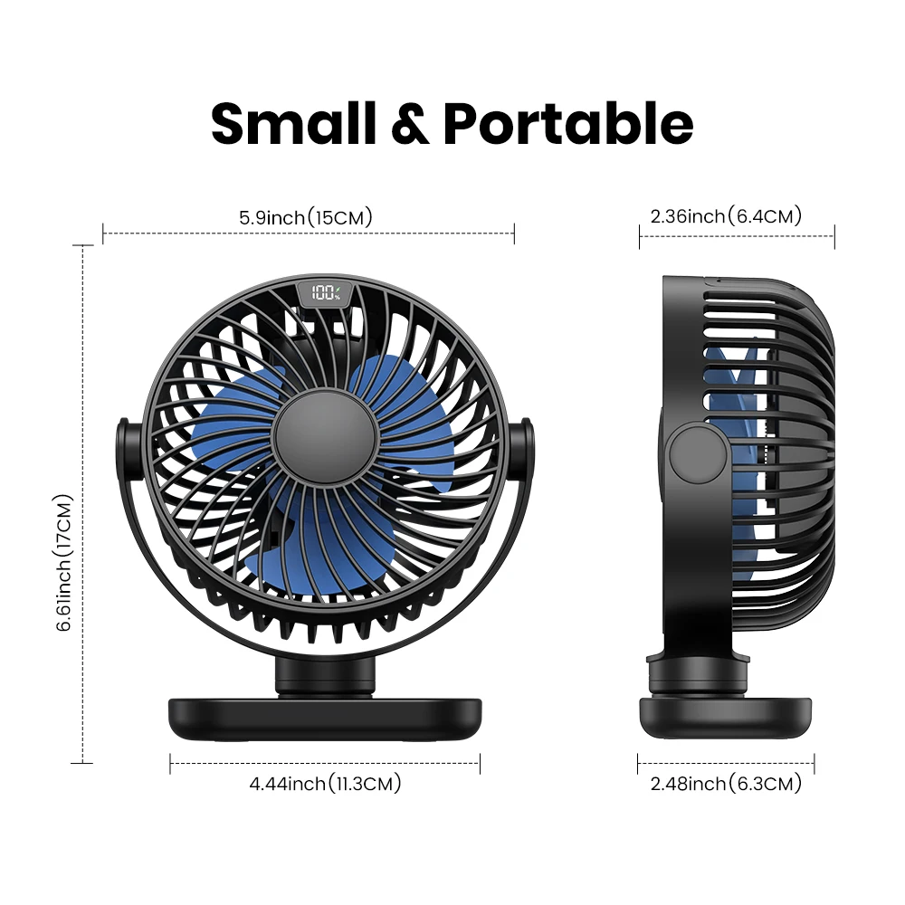 TOPK K60C 5000mAh Portable Mini Desk Fan