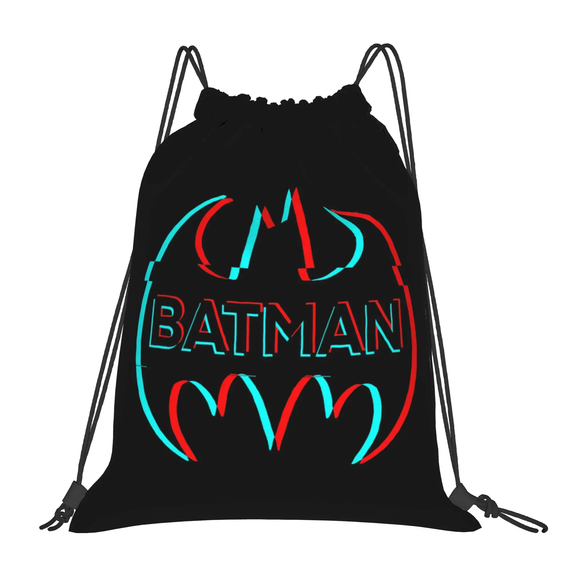 Iconic Batman Logo Drawstring Backpack - Water-Resistant Gym and Travel Sackpack