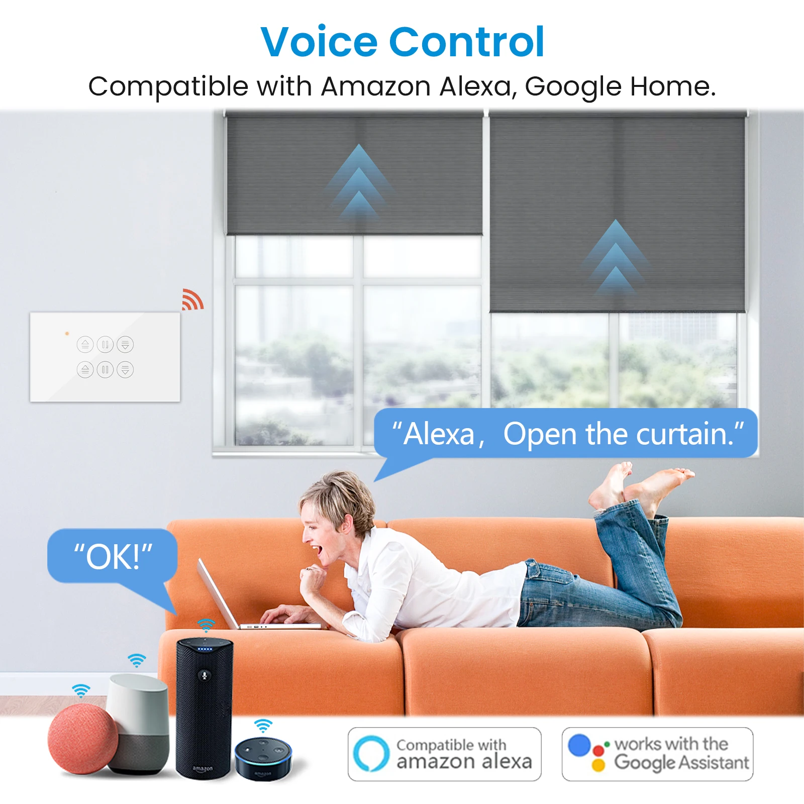 LoraTap Tuya ZigBee 3.0 관형 모터 용 미국 이중 커튼 스위치 백분율 Google Alexa 음성 제어 홈 어시스턴트 DIY