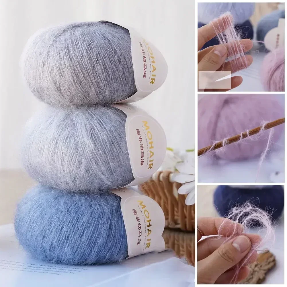 Mohair Yarn Extra Soft Warm Baby Wool Crochet Yarn for Hand Knitting Sweater Shawl Scarf DIY Material Supplies