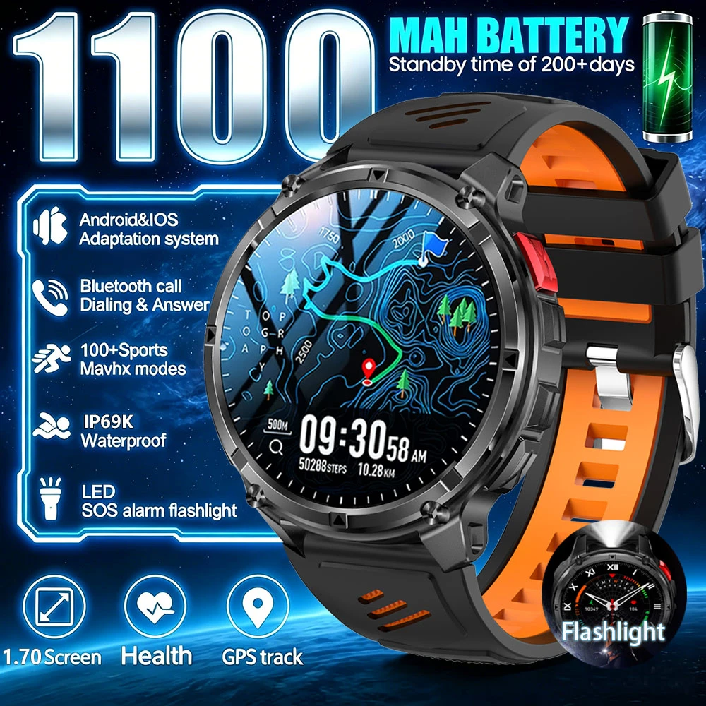 2026 New T-Rex3 Pro 1100mAh Battery Smart Watch GPS path 3ATM Waterproof Sports Run tracker Outdoors Compass Military Smartwatch 1