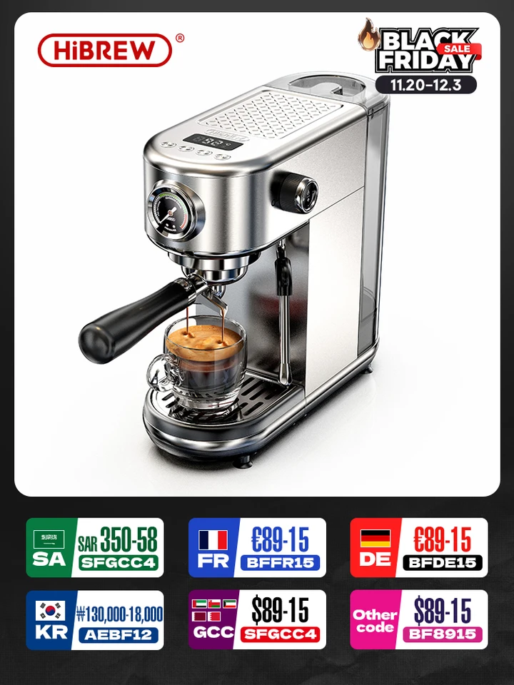 HiBREW 20Bar Semi Automatic Espresso Coffee Machine Temperature