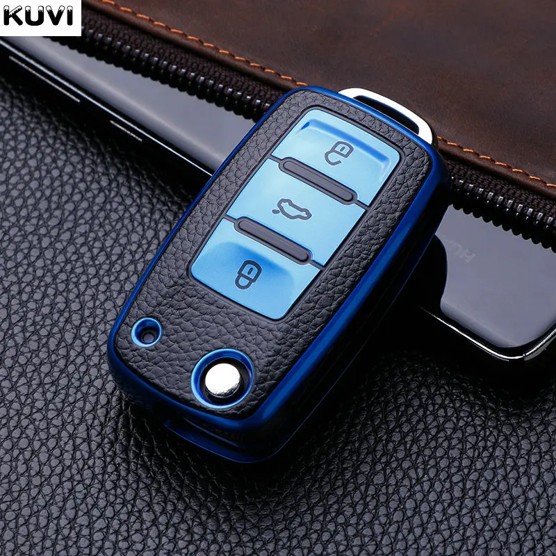 Leather Car Key Case Car Key Full Cover Protection Bag for VW Volkswagen Polo Tiguan Passat Golf Jetta Lavida Skoda Octavia key case cover key case remote control case cover