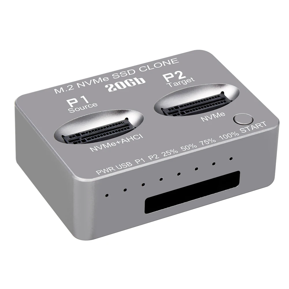 듀얼 베이 외장 하드 디스크 박스, M.2 NVME SSD 클론, USB 3.2 C 타입 NVME 도킹 스테이션, M2 SSD M 키 SSD용 M.2 M.3 NVME PCI-E