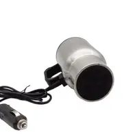 12V Car Heated Mug 450ml Stainless Steel Travel Electric Cup Thermos Cup for Heating Water, Coffee, Milk with Lid, Auto Charger 5