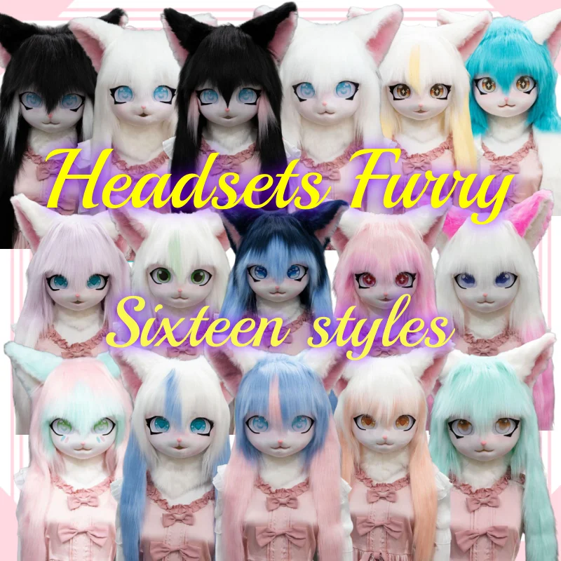 

Fursuit Kigurumi Headsets Furry Cosplay Costumes Comiket Furries Rubbit Doll Cat Comiket Furries Doll costumes Animal 16 Styles