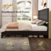 Farmhouse King Bed Frame with 49" Tall Headboard/Unique Wooden Platform Bed/Base with Noise-Free Hidden Metal Bed Frame/Black 5