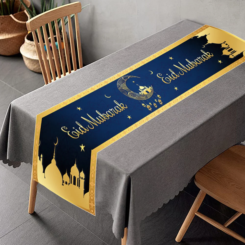 Ramadan Kareem Table Runners Eid Mubarak Moon Star Tablecloths Ramadan 2026 Eid Party Table Decorations Islamic Muslim Party