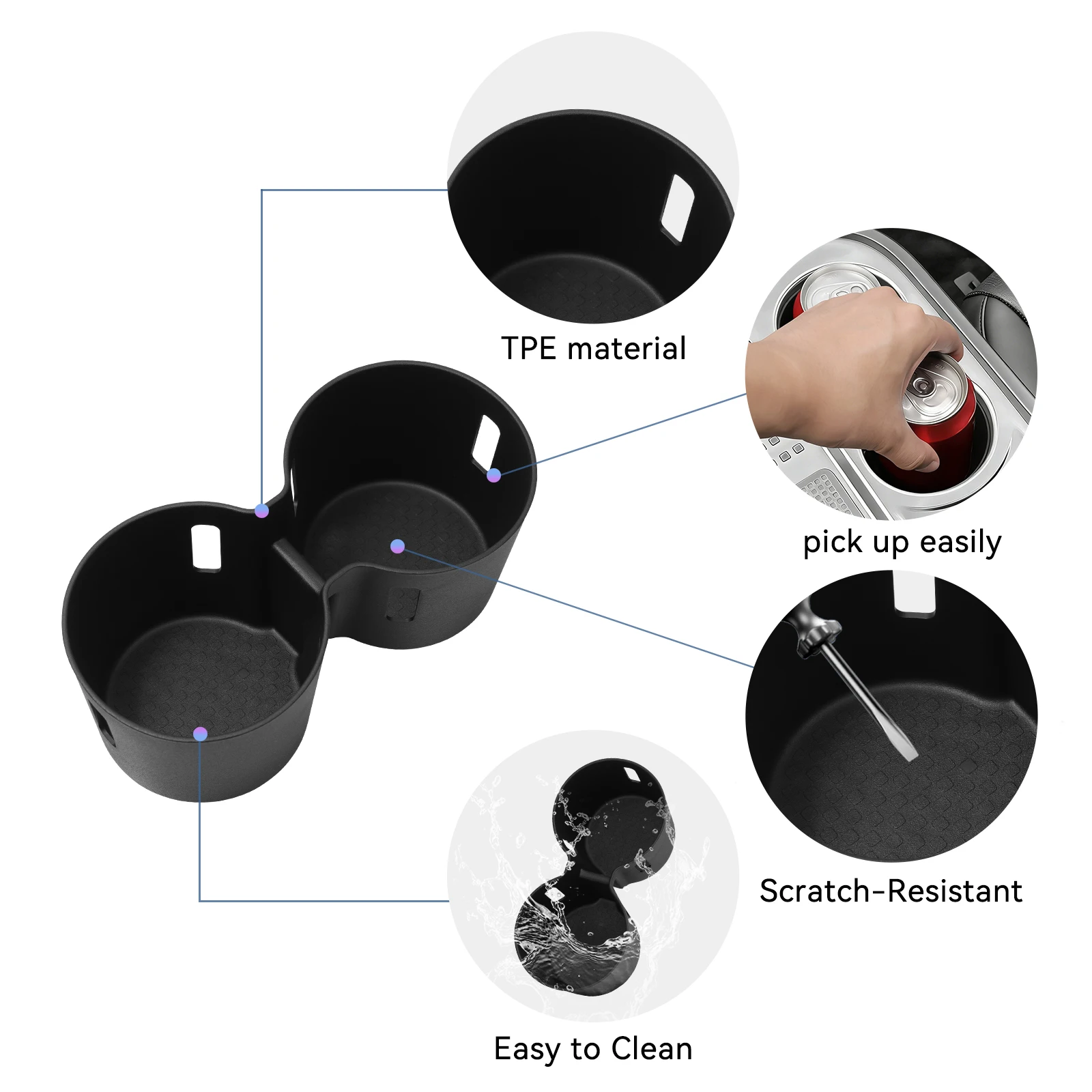 ZUNDUO 현대 아이오닉 9 2026용 센터 콘솔 컵홀더 차량 내부 액세서리 음료 홀더 수납 케이스 TPE