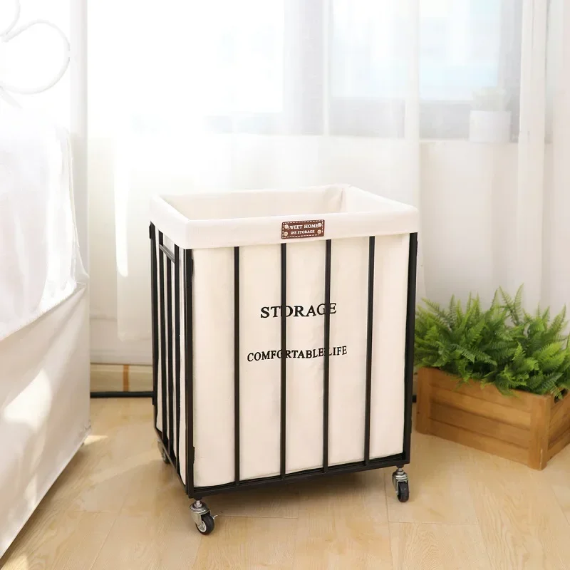 

Nordic Iron Art Storage Basket Creative dirty clothes crates with wheels Sandwich calligraphy stowager Mobile debris containers