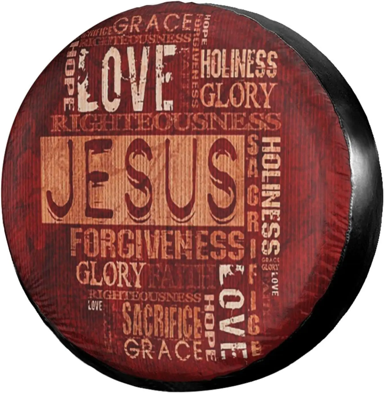 

Jesus Religious Background Pattern Spare Tire Cover Wheel Protectors Water Dustproof Universal Fit for SUV Truck Camper Travel