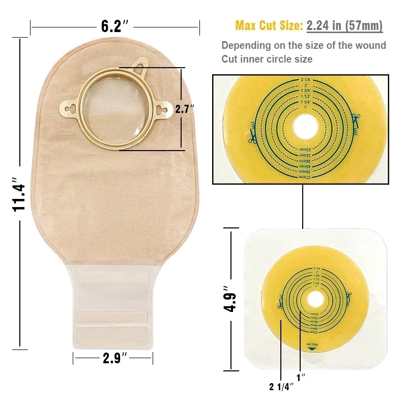 10barriers/15bags + 6barriers Ostomy Supplies Colostomy Bags Two Piece Drainable Pouches hoop look Ileostomy Stoma Care