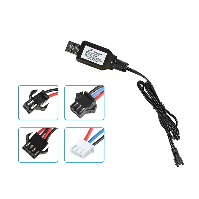 Détail des spécifications techniques sur l'emballage du chargeur multiport USB SM4P 400mA 7.4V/3.7V