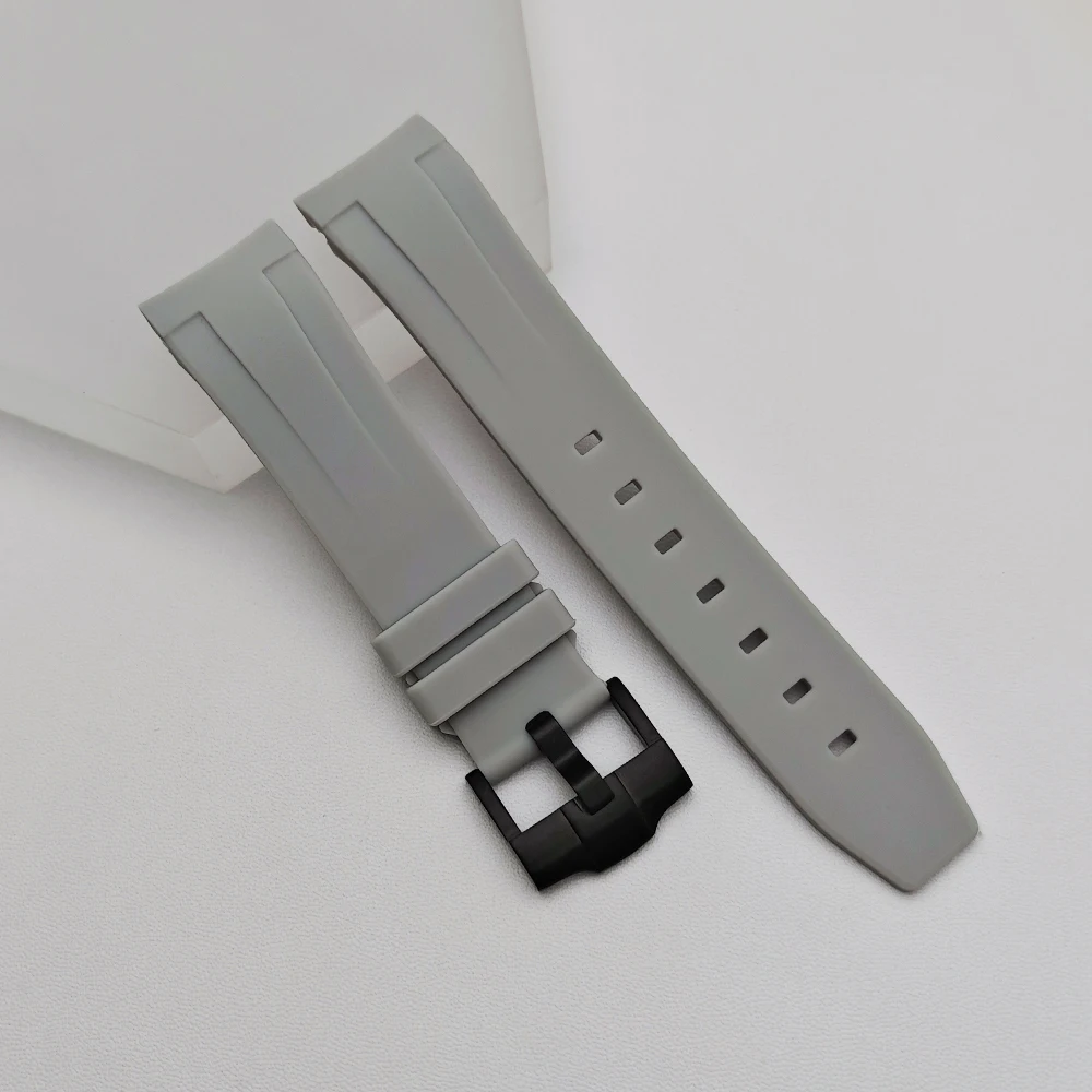 Black/Green High-Quality Rubber Strap 22mm Replacement Bracelet with Matching Watch/Case and Bezel Parts