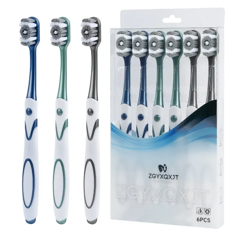Ultimate Men's Toothbrush - Medium-Hard Bristles for Effective Cleaning and Teeth Whitening (6 Pack)