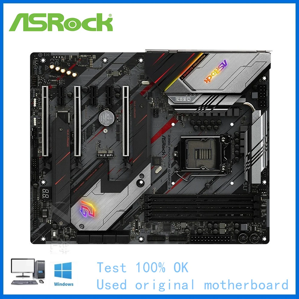 Per Asrock Z390 Phantom Gaming 7 Scheda Madre Del Computer Lga 1151 Ddr4 Z390 Scheda Madre Desktop Usata Core I5 9600K I7 9700K Cpu