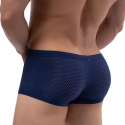 Men's Breathable Mesh Boxer Shorts - Soft and Sexy Underwear - XXL (Navy Blue)