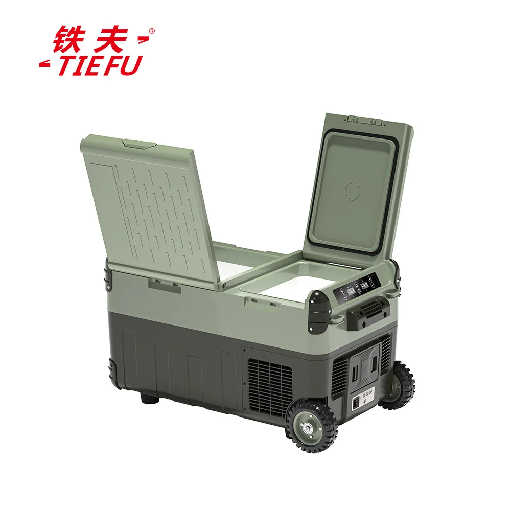 Solar Battery Powered Car Fridge Box Freezer Electric Cooler Portable Auto Refrigerator With Wheels