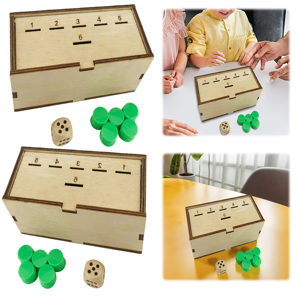 주사위와 나무 상자를 이용한 코인 드롭 게임, 가족과 함께 즐기는 보드 게임, 동전 주사위 게임 (어린이 및 성인용)
