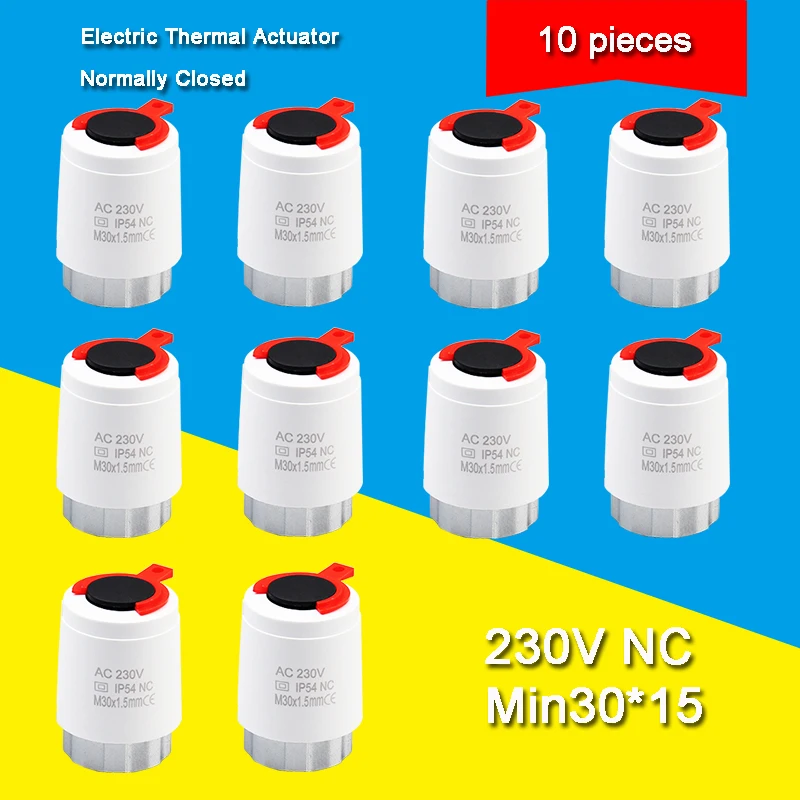 

10 pieces of heating 230V normally open and closed M30*1.5mm electric floor executive TRV thermostatic radiator