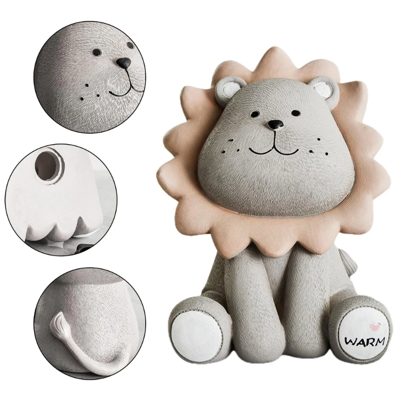 Cartoon Lion Piggy Banks Animal Desktop Statue Ornament Lovely Coin Saving Money Box Decoration Children Birthday Gift new 4