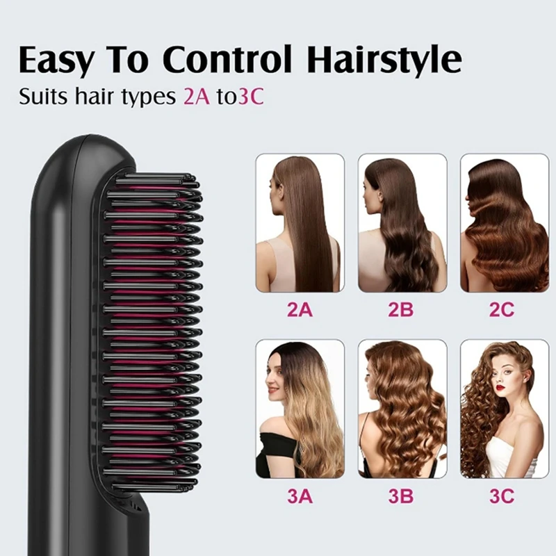 ABXH Rechargeable Hair Straightener Negative Hair Straightener Curly Dual-Purpose Electric Curling Comb
