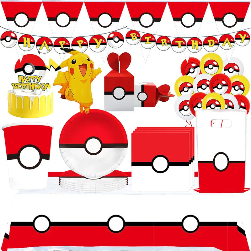 

Покемоон Пикачу украшение для дня рождения для мальчиков для взрослых столовые принадлежности для вечеринки аксессуары из искусственного латекса игрушечный шар подарки